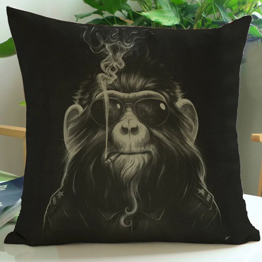 Black Monkey Cushion Fashion Animal Funny Perform Decorative Sofa Chair Pillowcase For The Children Room Gift almofada cojines