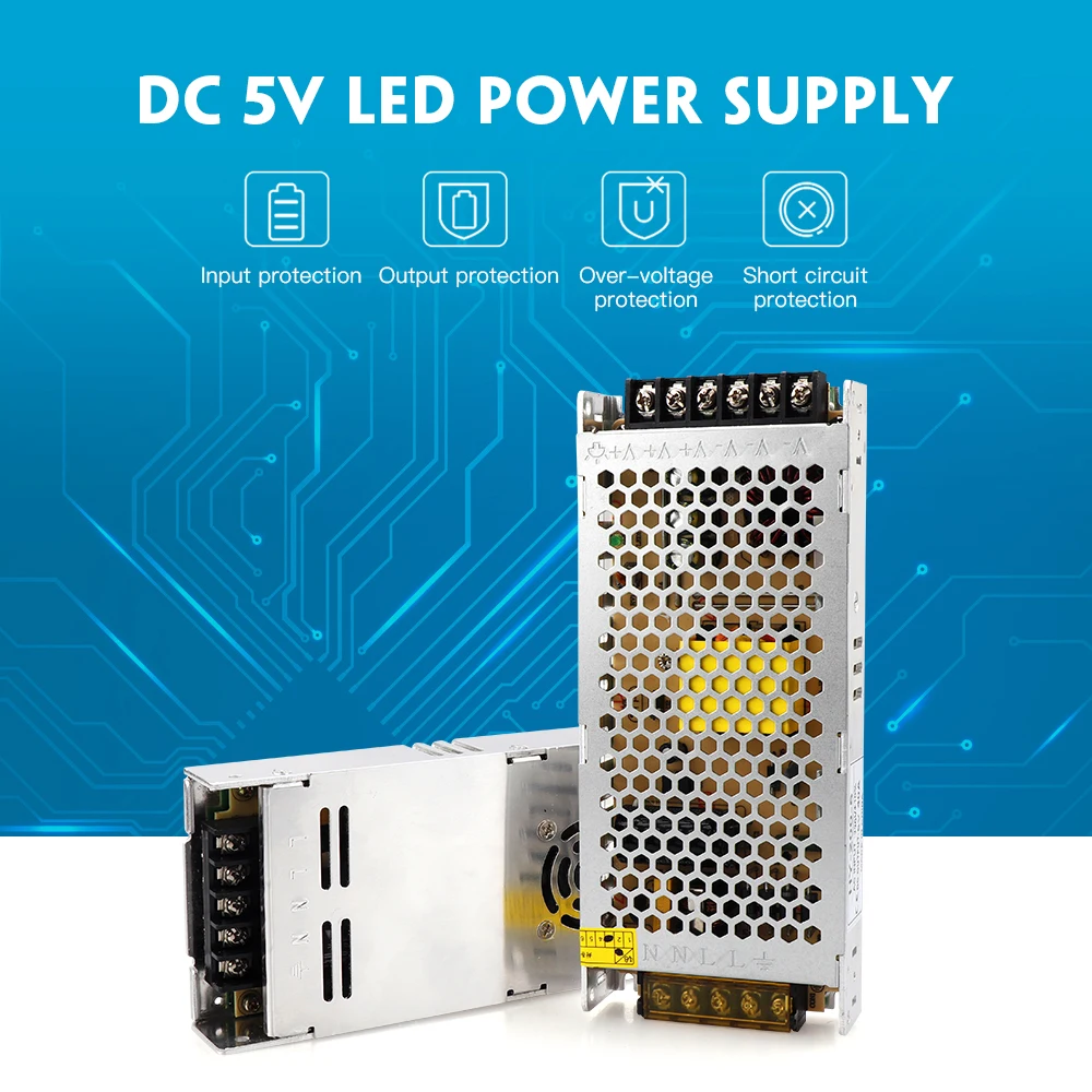 DC 5v Power Supply 5 v 40A 60A Ultra Thin Led Driver For led strip Power Controller AC To DC Driver for LED Bar Light 200W 300W