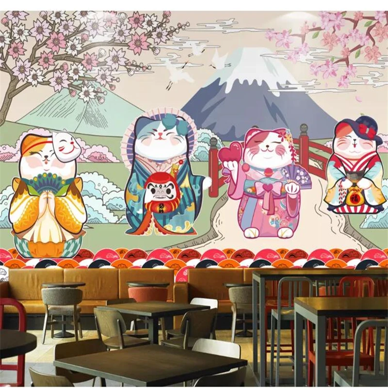 

wellyu wall papers home decor Custom wallpaper Vintage hand drawn Japanese style and Japanese sushi restaurant background