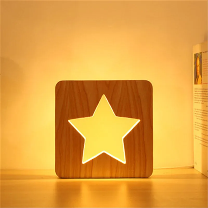 modern led light solid wood heart-shaped table lamps bedroom gifts baby night lamp study LED decorative desk lamps ZA81466