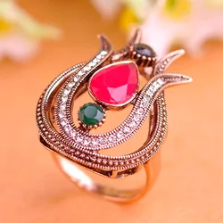 Vintage Turkish Rings For Women Anniversary Jewelry Red Green Blue Acrylic Rings Turkish Jewelry Women's Cheap Finger Rings