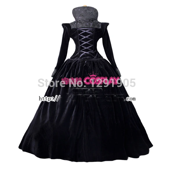 luxury venice carnival gown black evil queen once upon a time Regina Medieval Renaissance Gown queen Dress Victorian Belle