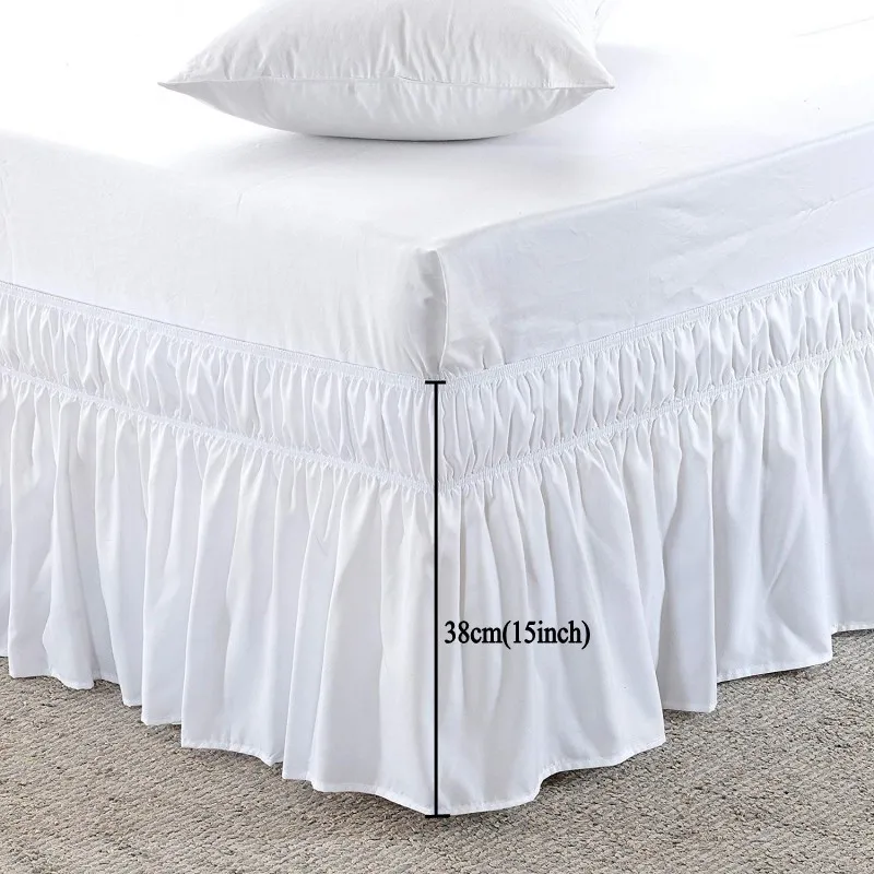 Hotel Queen Size Bed Skirt White Bed Shirts without Surface Elastic Band Single Queen King Easy On/Easy Off Bed skirt