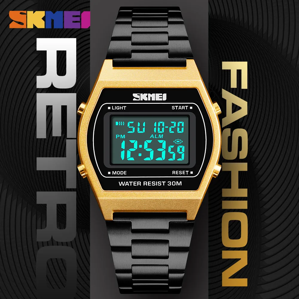 SKMEI Outdoor Sport Luxury Digital Wristwatch Men Fashion Watch Alloy Strap Business Watches 12/24 hours Relogio Masculino