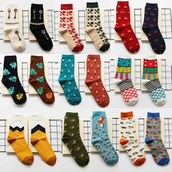 Harajuku Street Tide Casual Men Cotton Cartoon Socks Happy Socks For Couple Friend Dog Watermelon Guard Mens Weed Leaf Socks