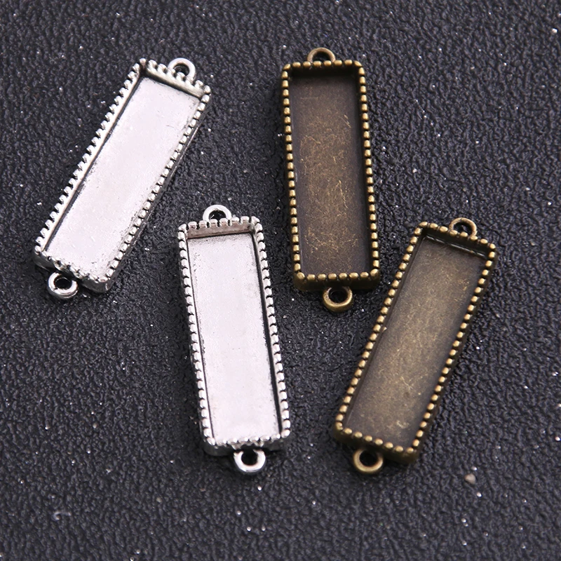 4pcs 9*30mm Inner Size  Antique Bronze/  Geometry Style Rectangle Cabochon Base Setting Charms Pendant