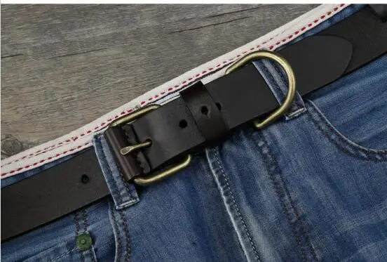 

New start belt single solid ox head layer cowhide characteristics of men's leather belt black1