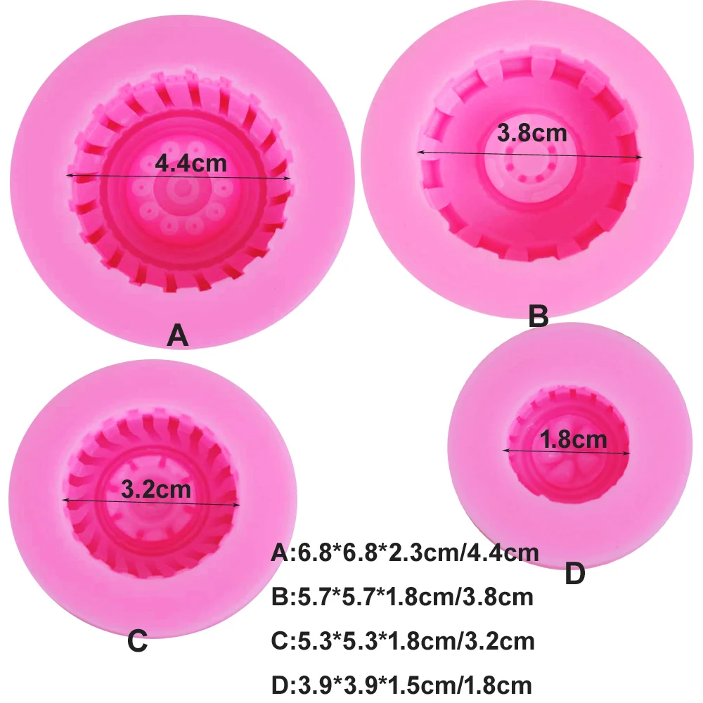 4 size Tires Wheel 3D Candle Soy Wax Mould Scented Soap Handmade Silicone Mold Plaster Resin Clay Diy Craft Home Decoration C169