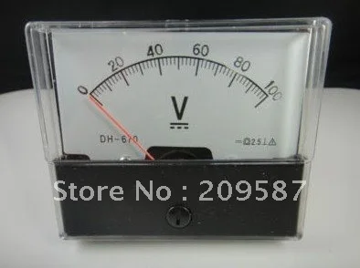 Medidor analógico dc 0-100v do painel do voltímetro da tensão do volt dh670