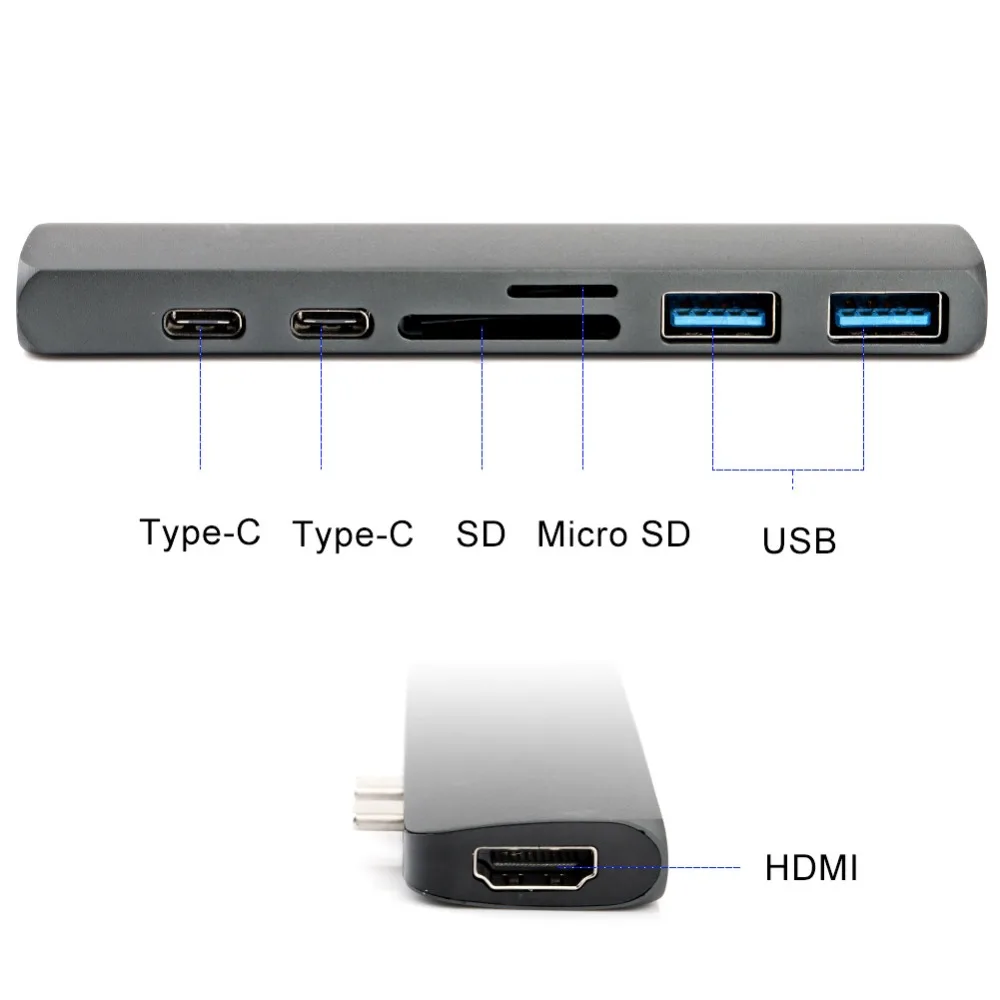 USB C HUB USB-C to Type C USB 3.0 HDMI Micro SD Reader Adapter for MacBook Samsung Galaxy S9/S8 Huawei P20 Pro for Surface pro 4