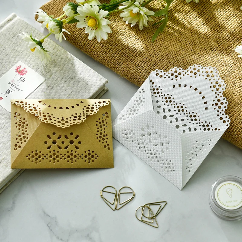 YPP CRAFT Homemade Delicate Lace Small Envelope for Scrapbooking Happy Planner/Card Making/Journaling Project DIY Craft