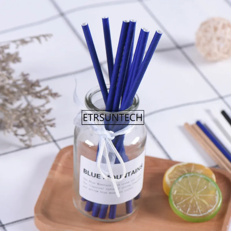 Biodegradable Pure Color (White/Blue/Black/Origin Wood )Birthday Drinking Paper Straws Wholesale