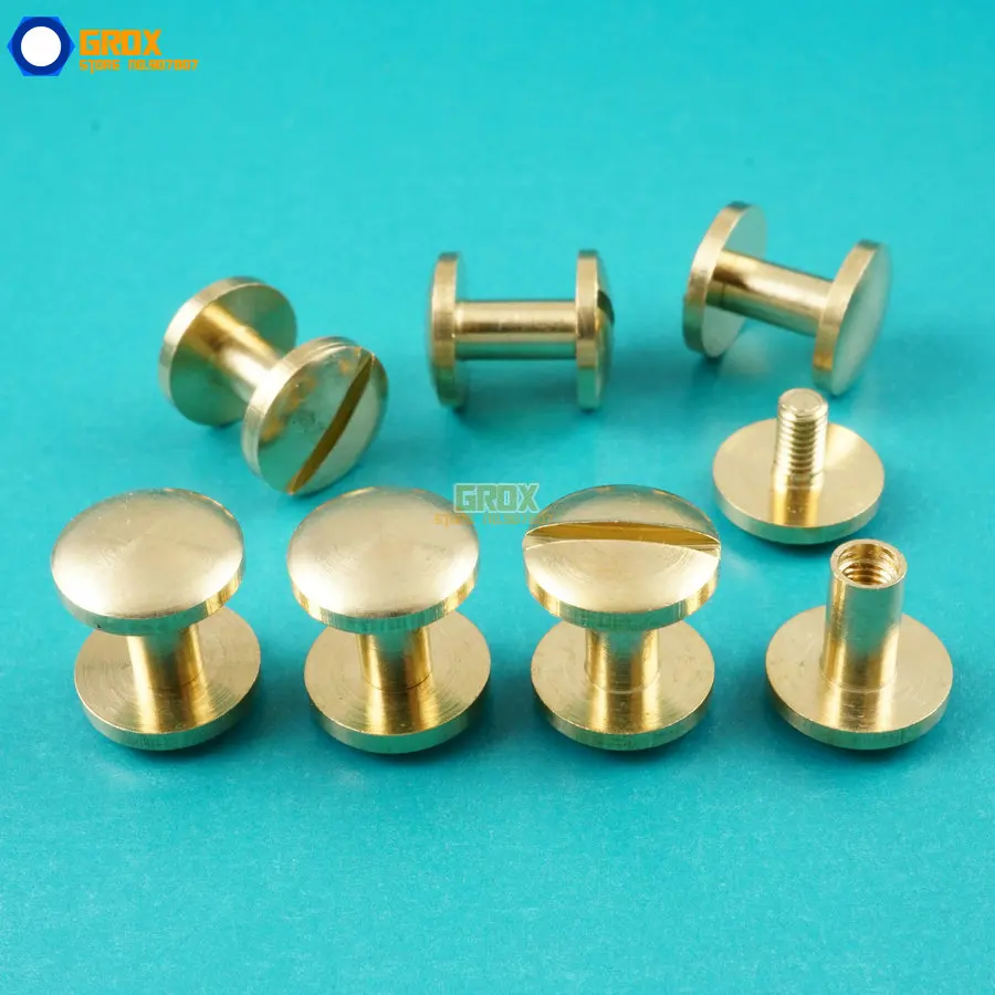 

50 Set 10*7mm Solid Brass Rivet Chicago Screw for Leather Craft Belt Wallet / Cambered