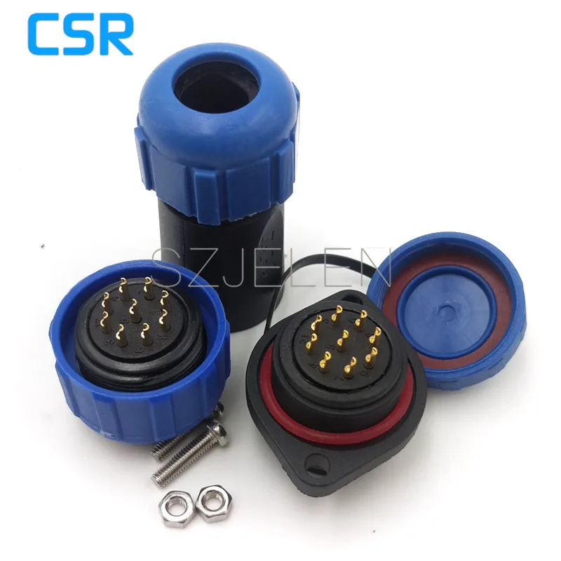 SP2110, 9 Pin Wire To Panel Industrial Lighting Male Female Ip68 Waterproof Wire Connector With , Cable Connector Panel Mount