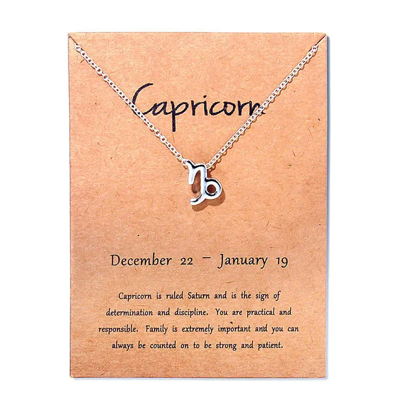 12 Constellation Capricorn Taurus Libra Message Card Jewelry Pendant Necklace Necklaces For Women Birthday Gift