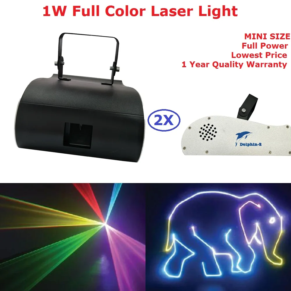 

Mini Size 1W Dolphin Laser Light RGB Full Color Animation Beam Stage Lighting Party DJ Lights 1050mW DMX512 Cartoon Laser Lights