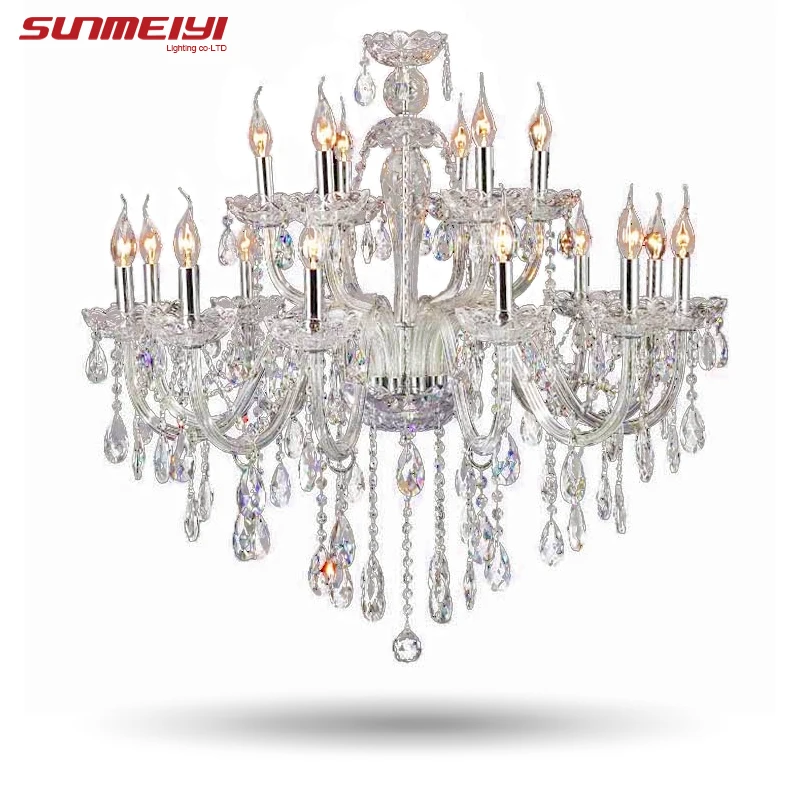 

Large Luxury Crystal chandelier Living Room lustre sala de cristal Modern 18 Arm Chandeliers Light Fixture Wedding Decoration