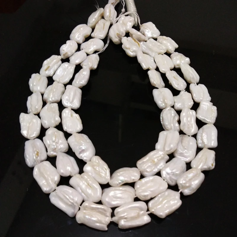 16 inches 20-25mm Natural White Freshwater Baroque Biwa Pearls Loose Strand