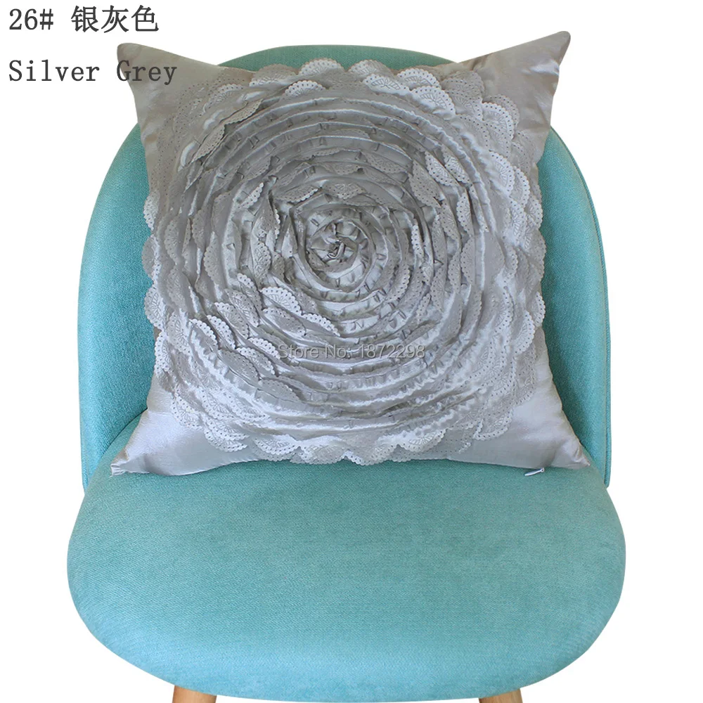 Floral Taffeta Embroidery Cushion Cover for Home Living Room Sofa Decoration Solid Pillow Case No Core