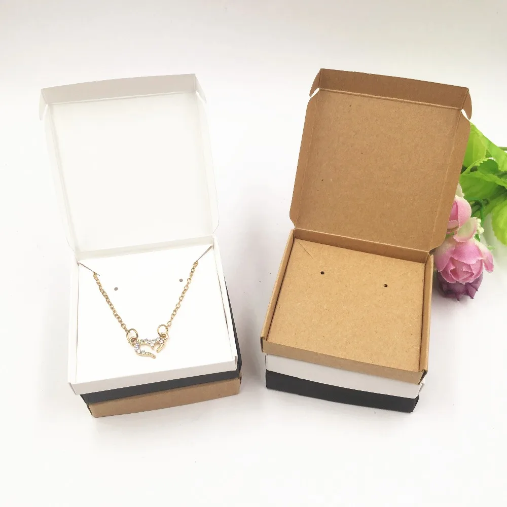 50 set Jewelry Displays Paper Boxes for Pendant/Earring/Necklace Carrying Cases Wedding Jewelry Set Gift Packing Box 6*6*1cm