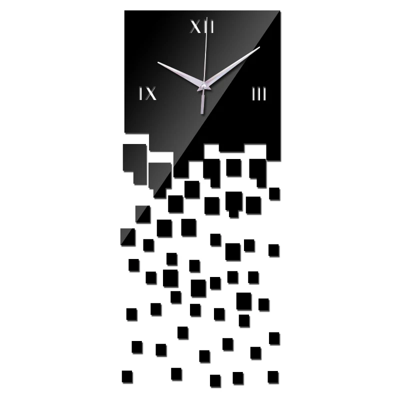 New design diy mirror wall clock creative quartz wall clocks acrylic sticker home decoration fashion wall watches