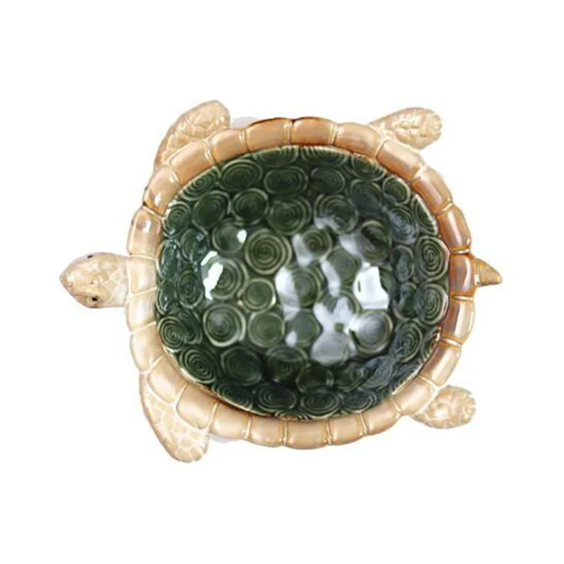 Colored Glaze Ceramic Tortoise Ashtray Cigar Ash Tray Fruit Plate Key Storage Bowl Dish Ornaments Crafts Home Decoration