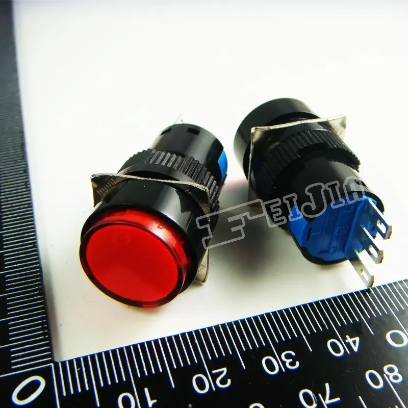 AB6-M Button color Red AC 3A/250V (DC 30V/5A) 3Pin Non Self-locking Push Button Switch (Self reset switch) 20Pcs/lot