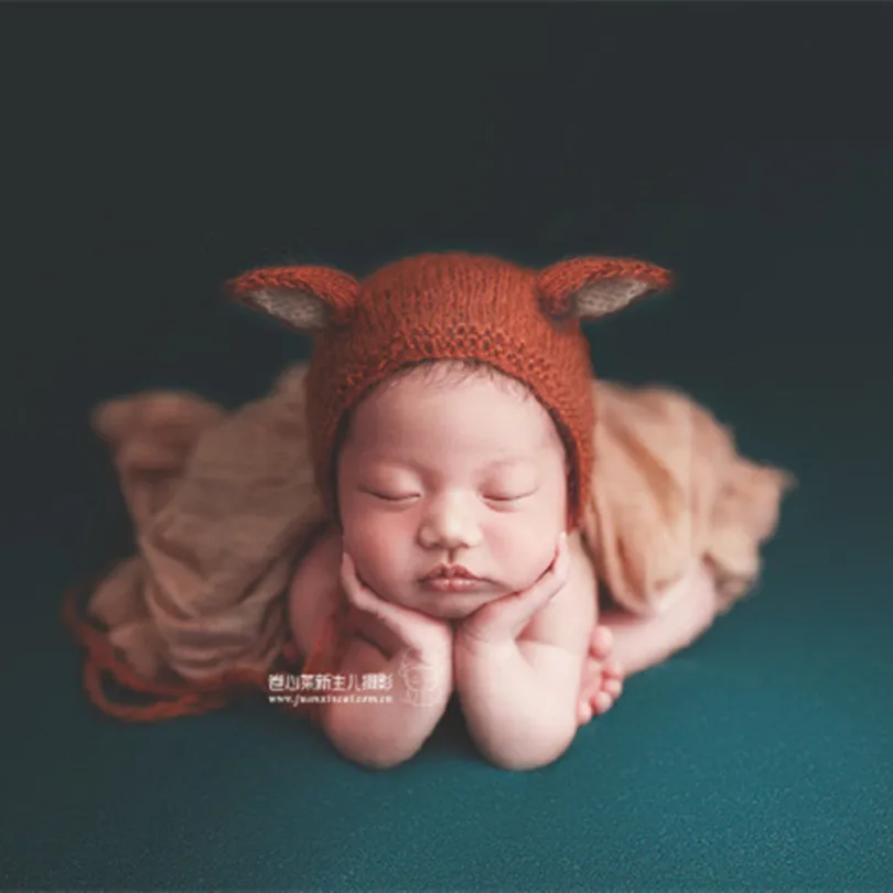 Lovely Bear Hat For Newborn Photo Shoot Angora Baby Bear Hat Knitted Animal Newborn Bonnet Photography props Soft Bonnet Props