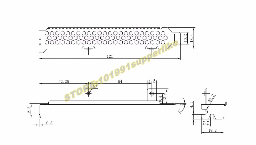 DEBROGLIE  1PCS  Full  Profile Porous heat dissipation Bracket/baffle  for Standard 54MM Mounting Size  SSD PCI-E Card