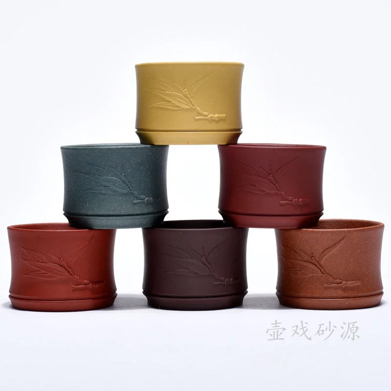 

Yixing Purple sand tea cups Bamboo leaves Full handmade cups Tea cups tea cups small cups Personal cups Master cups Ku