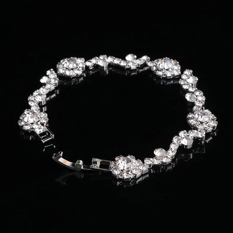 TREAZY Elegant Crystal Bracelets For Women Silver Color Bracelets & Bangles Femme Bridal Wedding Jewelry 2017 New Brca