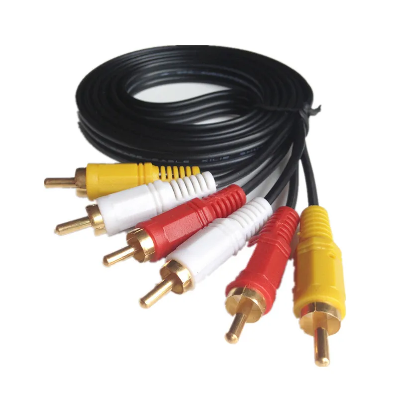 Zuczug 3rca macho para 3 rca macho composto áudio vídeo av cabo plug 3x rca varejo & atacado 1.5m 3m 5m 10m 15m 20m 10 pés