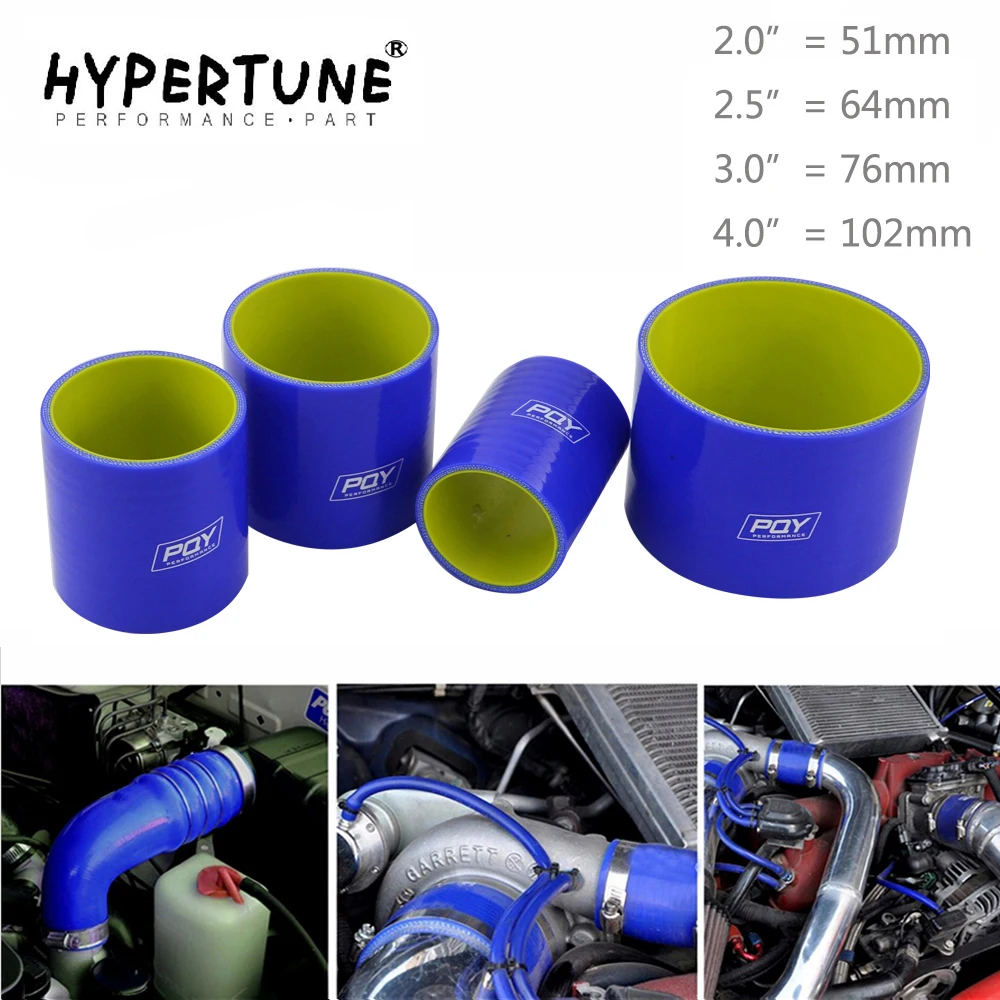 BLUE & Yellow 2'' 51mm / 2.5" 64mm / 3" 76mm / 4" 102mm Straight Silicone Intercooler Turbo Intake Pipe Coupler Hose