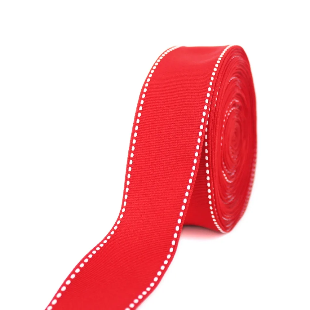 

RED Stitch Grosgrain Ribbon Double Faced 38 MM Eco-Friendly Wedding Handmade Gift DIY Crafts Tape Christmas Decoration