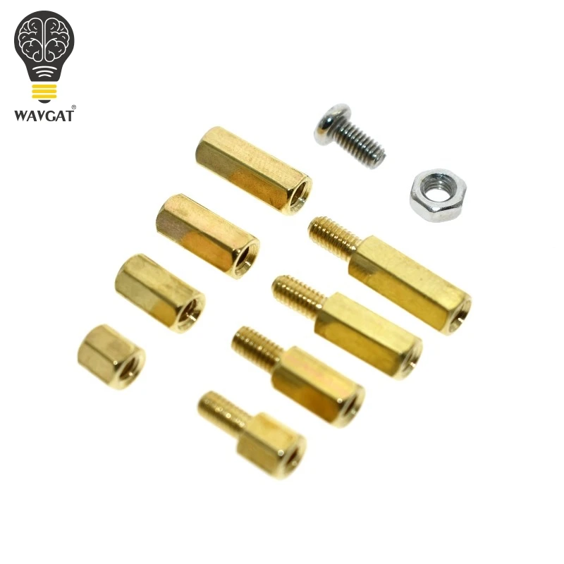 WAVGAT M3 5/8/10/12mm PCB Hex Male Female Thread Brass Spacer Standoffs/ Screw /Hex Nut Assortment set Kits with Plastic Bag