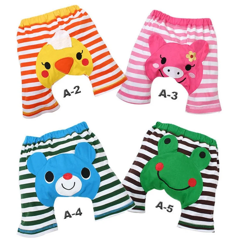 Embroidery Animal Baby Boy Short Pants Newborn PP Pant Bear Chick Diaper Cover Nappies Frog Stripe Baby Girls Clothes Cotton