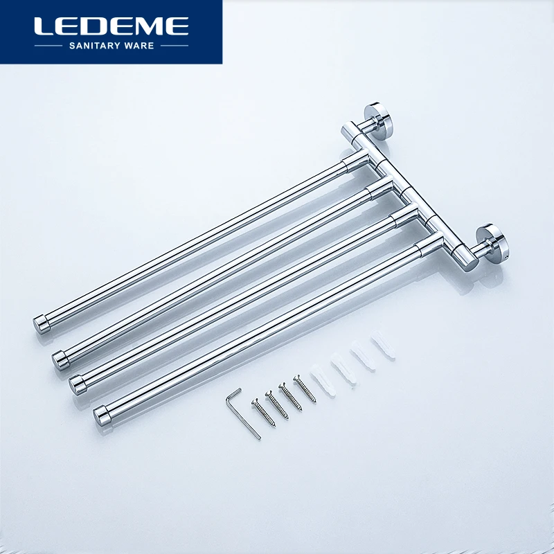 LEDEME Metal Towel Bar Rotating Towel Rack Bathroom Kitchen Wall-mounted Towel Polished Rack Holder L112 L113 L114