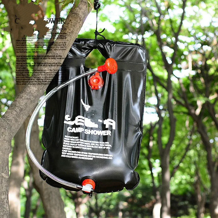 Outdoor portable solar hot water bag 20L camping bath shower   equipment  storage