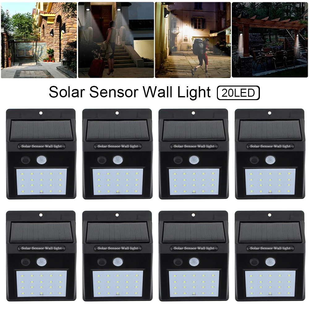 Serviceable Outdoor Waterproof 20 LED Rechargeable Solar Power PIR Motion Sensor Wall Light for Garden / Yard / Driveway