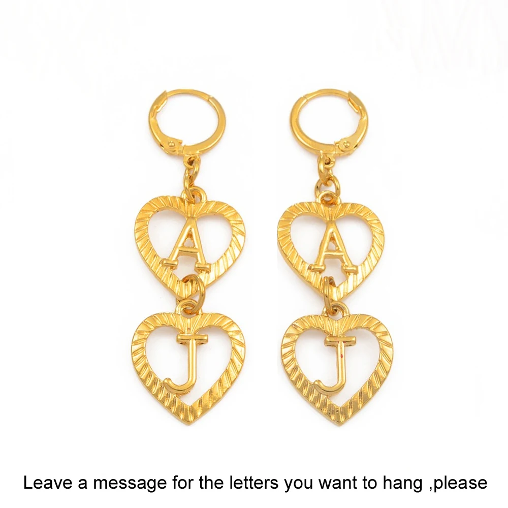 Anniyo Orecchini con lettere personalizzate per donna Ragazza Personalizza Orecchini iniziali con alfabeto Gioielli a forma di cuore personalizzati