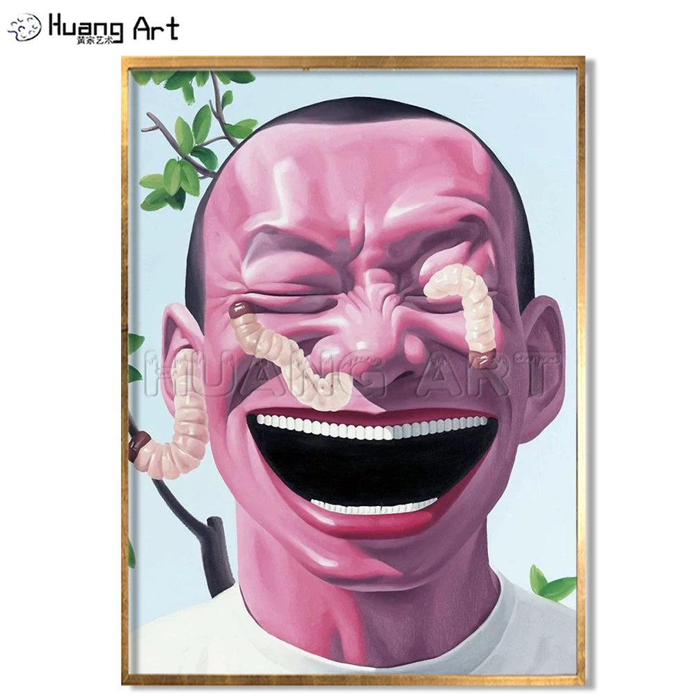 

Chinese Contemporary Artists Handmade Modern Abstarct Big Mouth Funny People Picture on Canvas Imitation Paintings