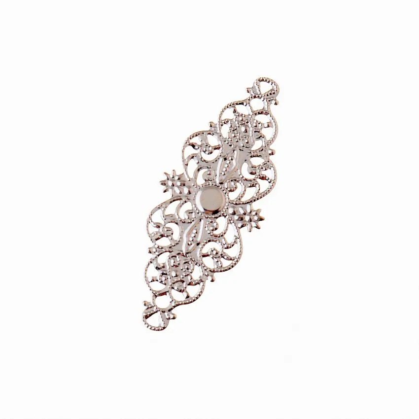 MIAOCHI Retail 10 Silver Tone Filigree Flower Wraps Connectors Metal Crafts Gift Decoration DIY Findings 6.1x2.4cm F0357