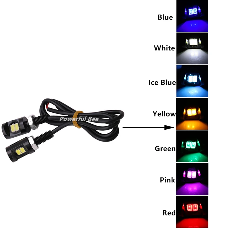 50 x Automobile motorcycle original screw port waterproof invisible led license plate lights cold white ice blue side emit light