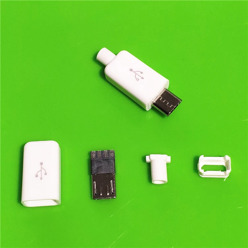 10 teile/los micro usb 4pin stecker stecker schwarz/weiß schweißen daten otg linie schnitts telle diy daten kabel zubehör