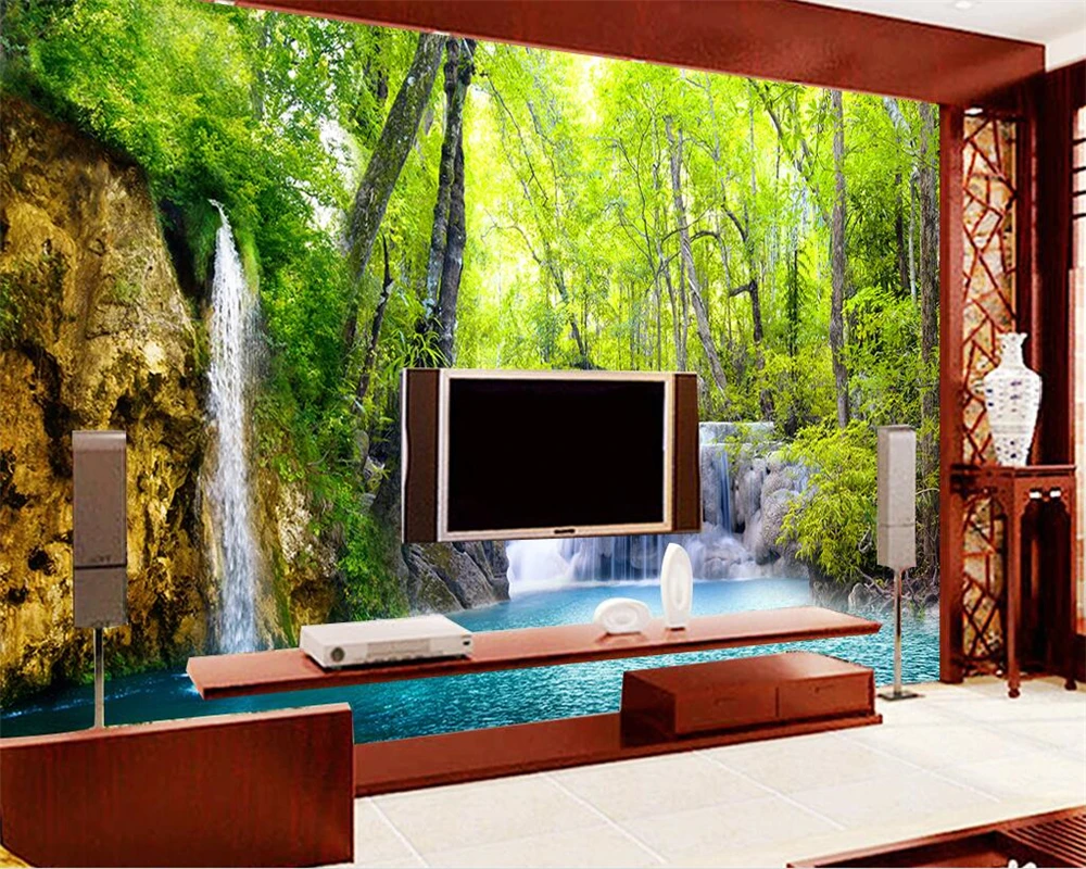 

Customized natural scenery wallpaper hd waterfall Photo mural sitting room the bedroom TV setting wallpaper for walls 3 d