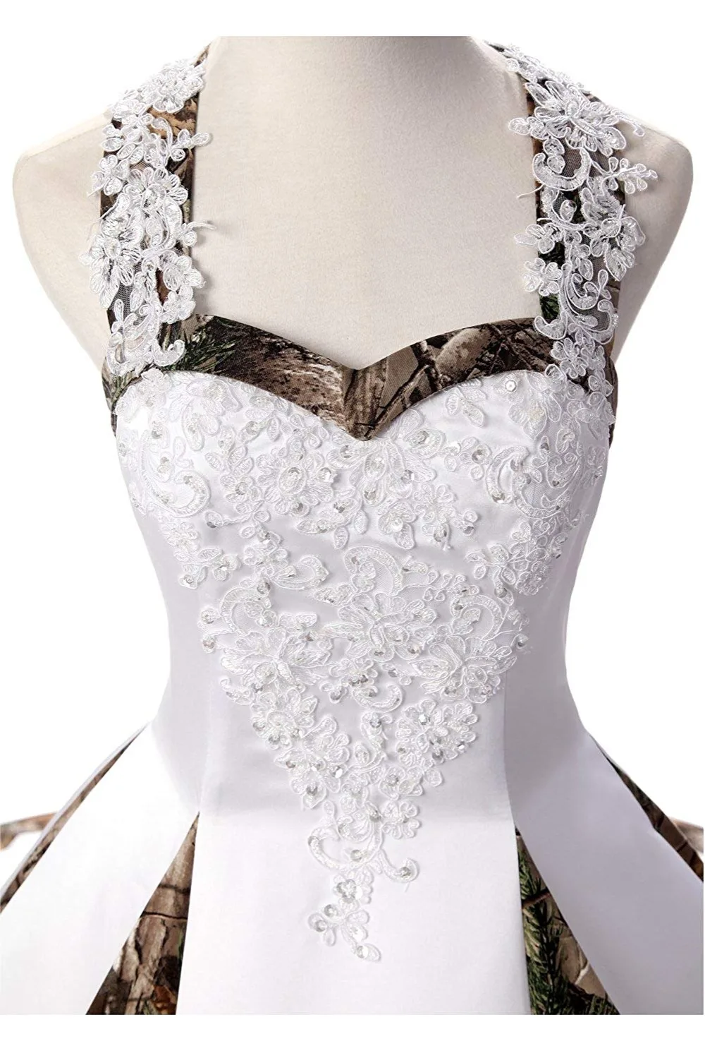 White Camouflage Ball Gown Wedding Dresses 2019 Hot Sale Lace Appliques Beaded Camo Wedding Dress Bridal Dresses Real Image