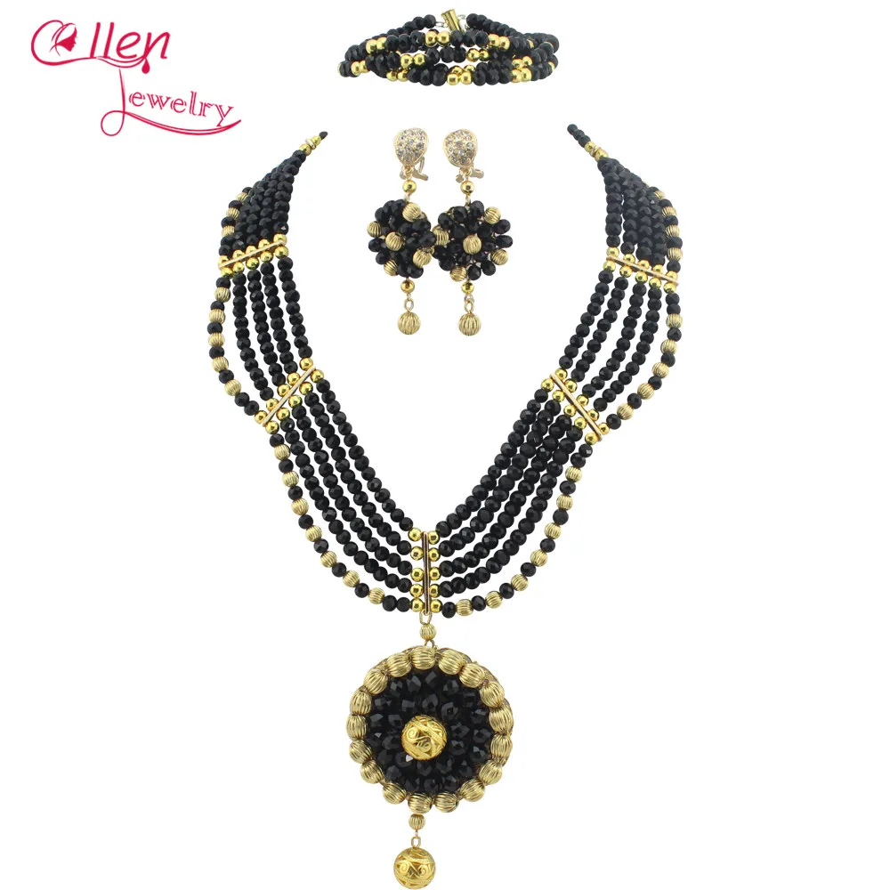 

Unique African Beads Jewelry Set nigerian wedding bridal Crystal Beads Necklace Set African style necklace jewelry set W7811