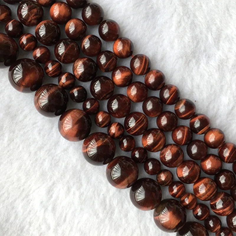 High Quality Natural Genuine AAA Red Tiger Eye Stone Round Loose Jelwery Set Beads 3-18mm 15