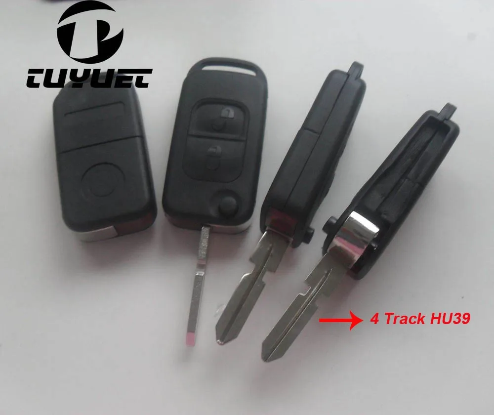 

5PCS 2 Buttons Folding Flip Remote Key ShellCar Key Blanks Case 2/4 Track for Mercedes-Benz