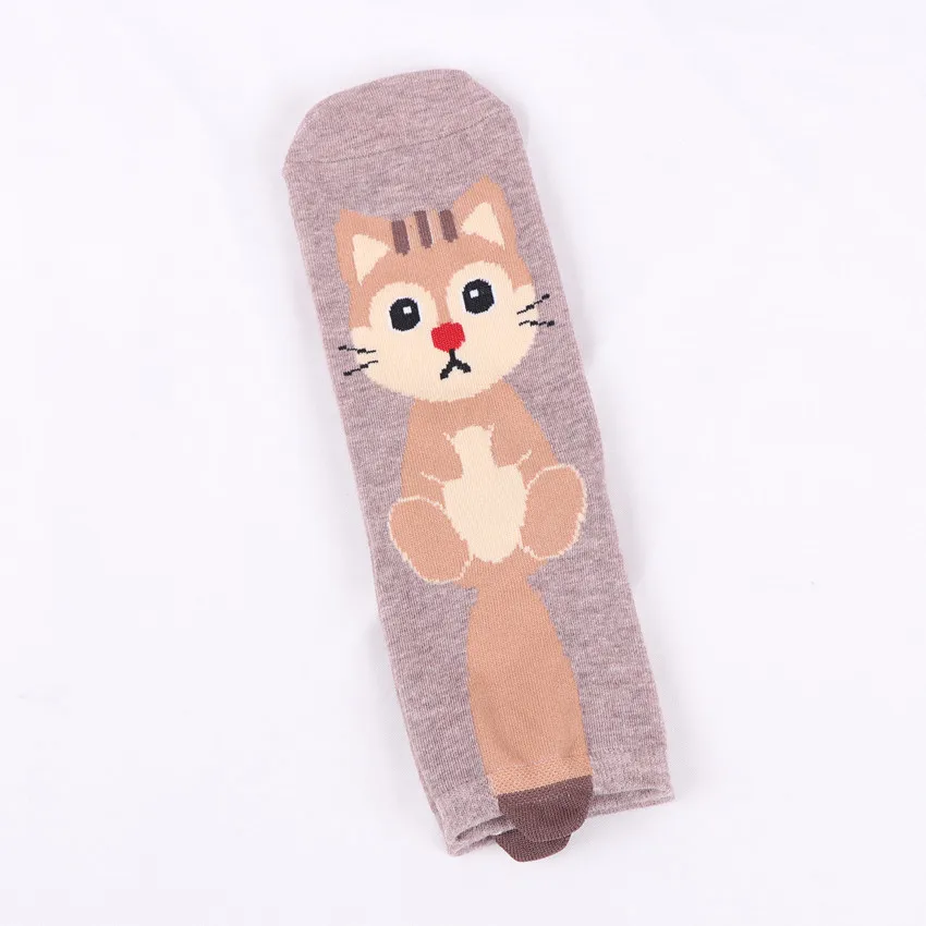 Peonfly otoño de moda mujer algodon para niña cortas divertidos algodón mujeres calcetines largos cortos de dibujos animados de animales oreja impresion Funny Cat Fox ardilla hembra calcetines medias patron casual